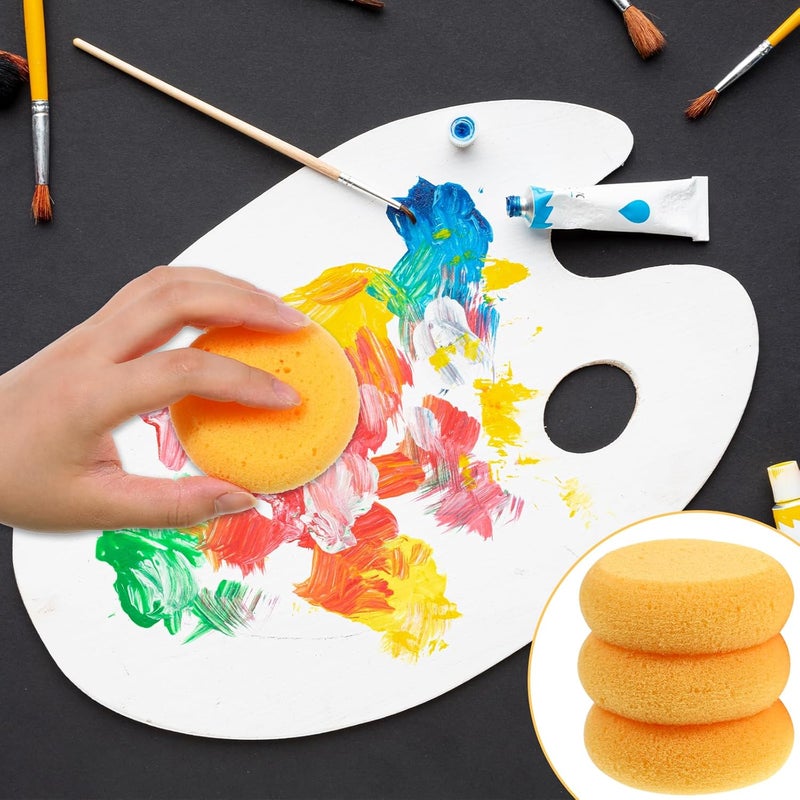 IANFAN 12 Pcs Round Pottery Sponges, Elasticity Clay Sponge Water Absorption Tack Sponges for Kitchen Shoes Leather Care Painting Crafts, Ceramics - Image 3